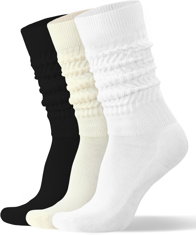 AugRing Store Womens Slouch Scrunch Socks Retro Knee High Soft Stack Chunky Cozy Boot Socks For Women Size 6-11 - Image 1